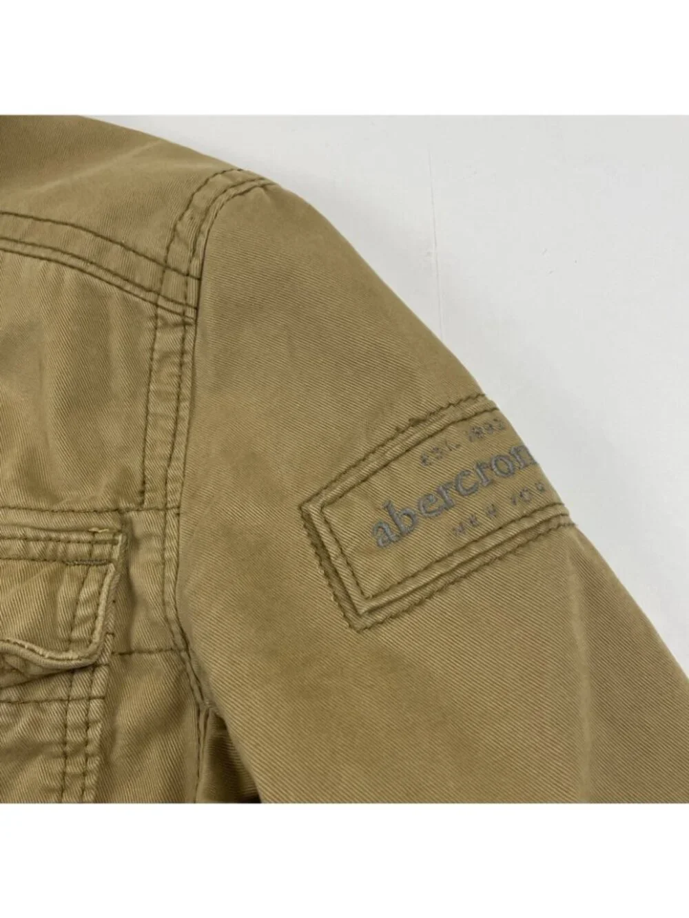 Abercrombie & Fitch Sentinel Military Jacket Kids Boys XL Khaki Tan Canvas Zip
